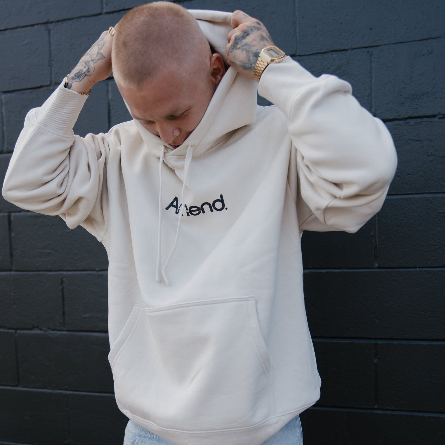 Heavy Staple Hoodie Cream